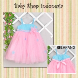 PD329 Dress Pesta Princess Pastel Blue Pink Big  large